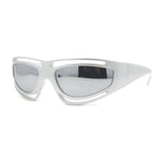 Trendy Vented 90s Sport Wrap Around Thick Arm Plastic Rectangular Sunglasses