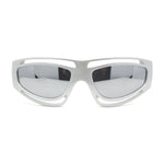 Trendy Vented 90s Sport Wrap Around Thick Arm Plastic Rectangular Sunglasses