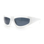 Trendy Vented 90s Sport Wrap Around Thick Arm Plastic Rectangular Sunglasses