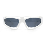 Trendy Vented 90s Sport Wrap Around Thick Arm Plastic Rectangular Sunglasses