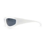 Trendy Vented 90s Sport Wrap Around Thick Arm Plastic Rectangular Sunglasses