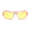 Super Funky Shoe Lace Trim Rectangular Wrap Around Plastic Sunglasses