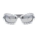Super Funky Shoe Lace Trim Rectangular Wrap Around Plastic Sunglasses