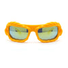 Super Funky Shoe Lace Trim Rectangular Wrap Around Plastic Sunglasses