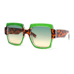 Womens Oversized Glitter Squared Rectangular Butterfly Plastic Sunglasses