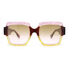 Womens Oversized Glitter Squared Rectangular Butterfly Plastic Sunglasses