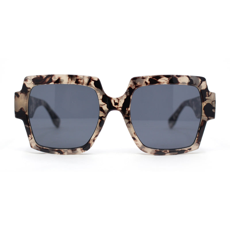 Womens Oversized Glitter Squared Rectangular Butterfly Plastic Sunglasses