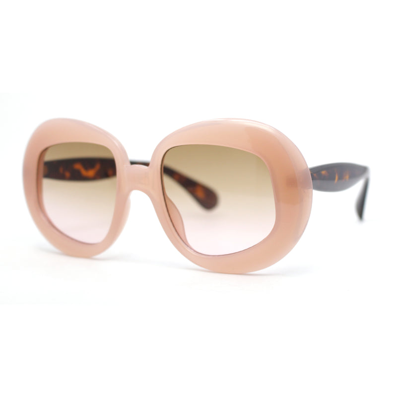 Womens Mod Chic Oversized Round Thick Butterfly Plastic Designer Sunglasses