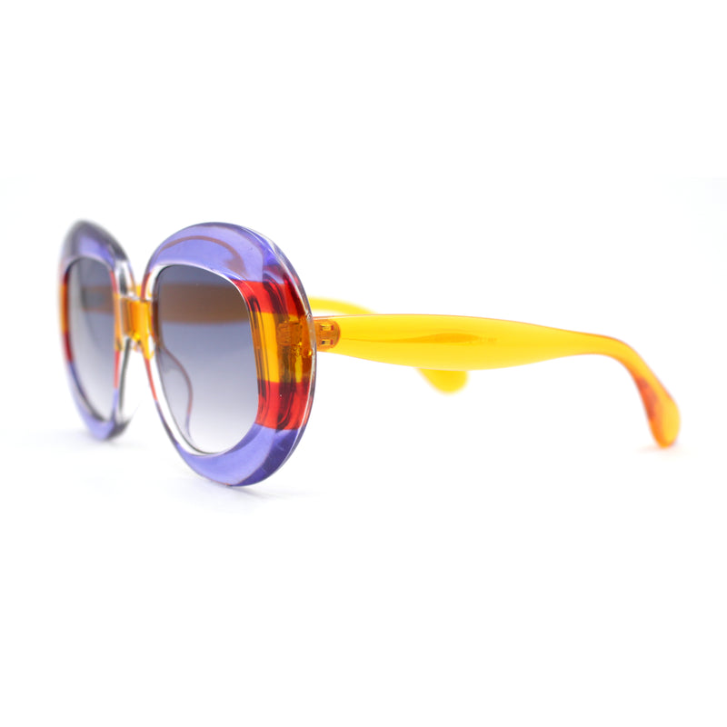 Womens Mod Chic Oversized Round Thick Butterfly Plastic Designer Sunglasses