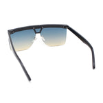 Flat Top Half Rim Euro Style Mafia Shield Plastic Oversize Sunglasses