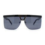 Flat Top Half Rim Euro Style Mafia Shield Plastic Oversize Sunglasses