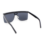 Flat Top Half Rim Euro Style Mafia Shield Plastic Oversize Sunglasses