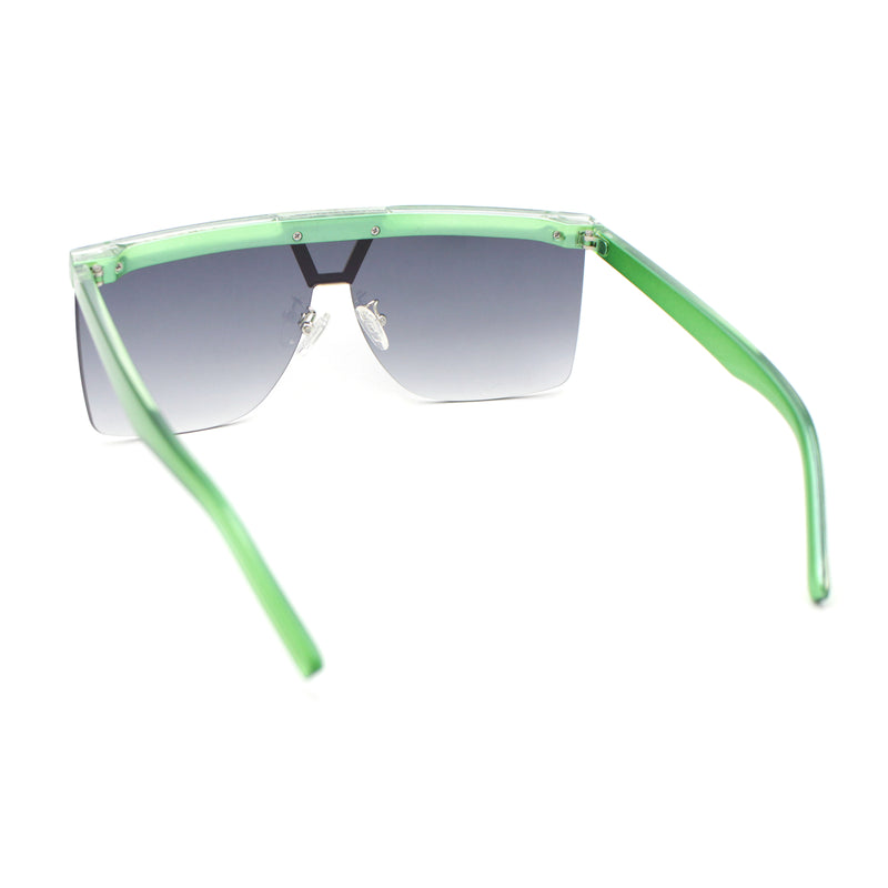 Flat Top Half Rim Euro Style Mafia Shield Plastic Oversize Sunglasses