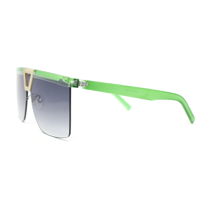 Flat Top Half Rim Euro Style Mafia Shield Plastic Oversize Sunglasses