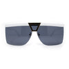 Flat Top Half Rim Euro Style Mafia Shield Plastic Oversize Sunglasses