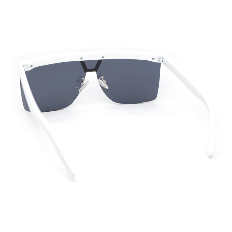 Flat Top Half Rim Euro Style Mafia Shield Plastic Oversize Sunglasses