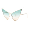 Retro Funky Bohemian Elongated Metal Rim Cat Eye Sunglasses