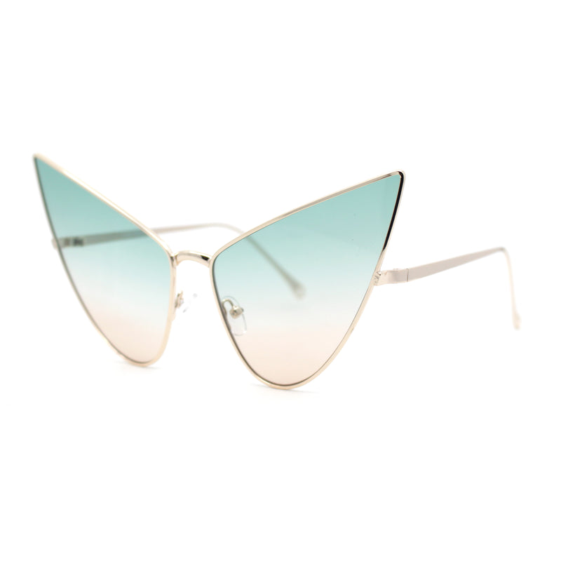 Retro Funky Bohemian Elongated Metal Rim Cat Eye Sunglasses