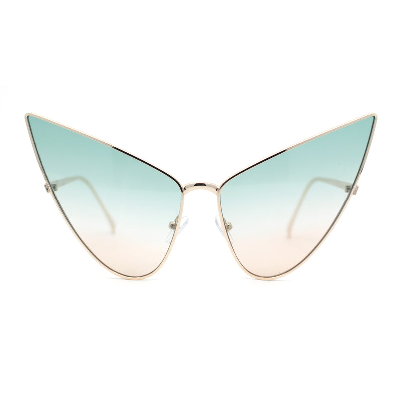 Retro Funky Bohemian Elongated Metal Rim Cat Eye Sunglasses