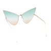 Retro Funky Bohemian Elongated Metal Rim Cat Eye Sunglasses