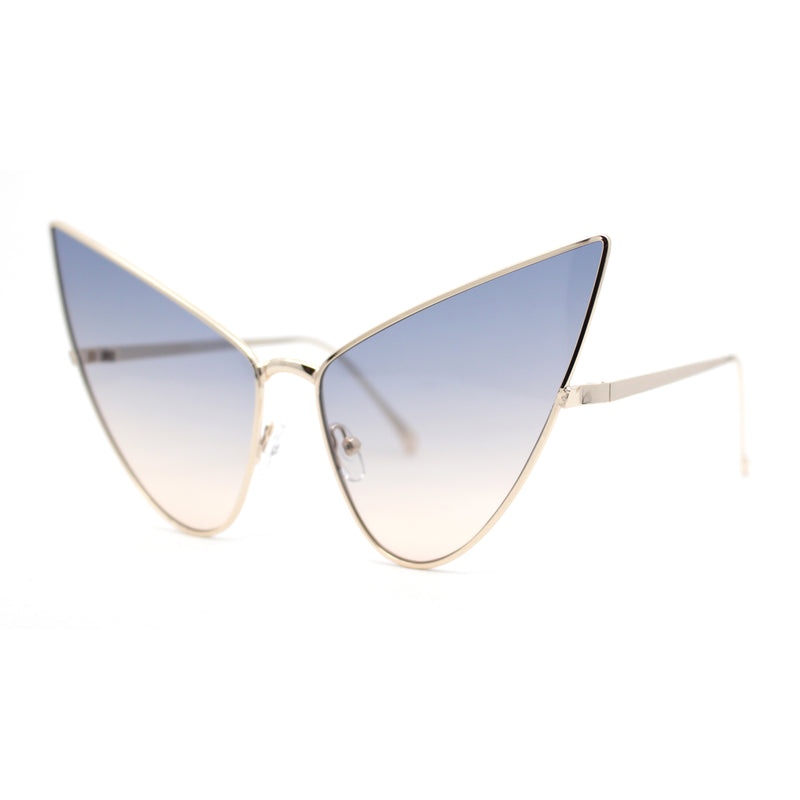 Retro Funky Bohemian Elongated Metal Rim Cat Eye Sunglasses