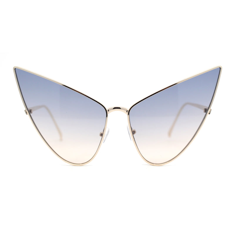 Retro Funky Bohemian Elongated Metal Rim Cat Eye Sunglasses