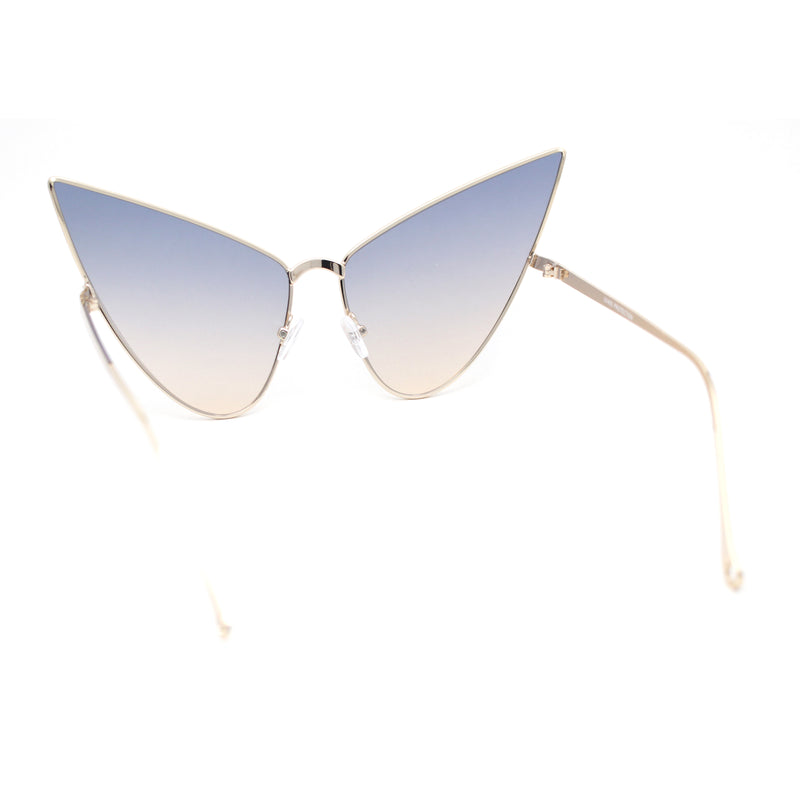 Retro Funky Bohemian Elongated Metal Rim Cat Eye Sunglasses