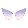 Retro Funky Bohemian Elongated Metal Rim Cat Eye Sunglasses