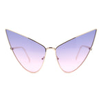 Retro Funky Bohemian Elongated Metal Rim Cat Eye Sunglasses