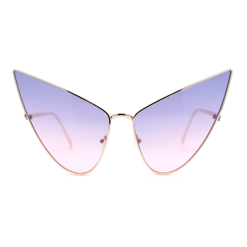 Retro Funky Bohemian Elongated Metal Rim Cat Eye Sunglasses