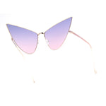 Retro Funky Bohemian Elongated Metal Rim Cat Eye Sunglasses