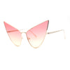 Retro Funky Bohemian Elongated Metal Rim Cat Eye Sunglasses