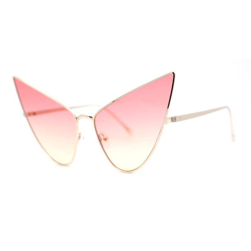 Retro Funky Bohemian Elongated Metal Rim Cat Eye Sunglasses