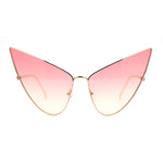 Retro Funky Bohemian Elongated Metal Rim Cat Eye Sunglasses