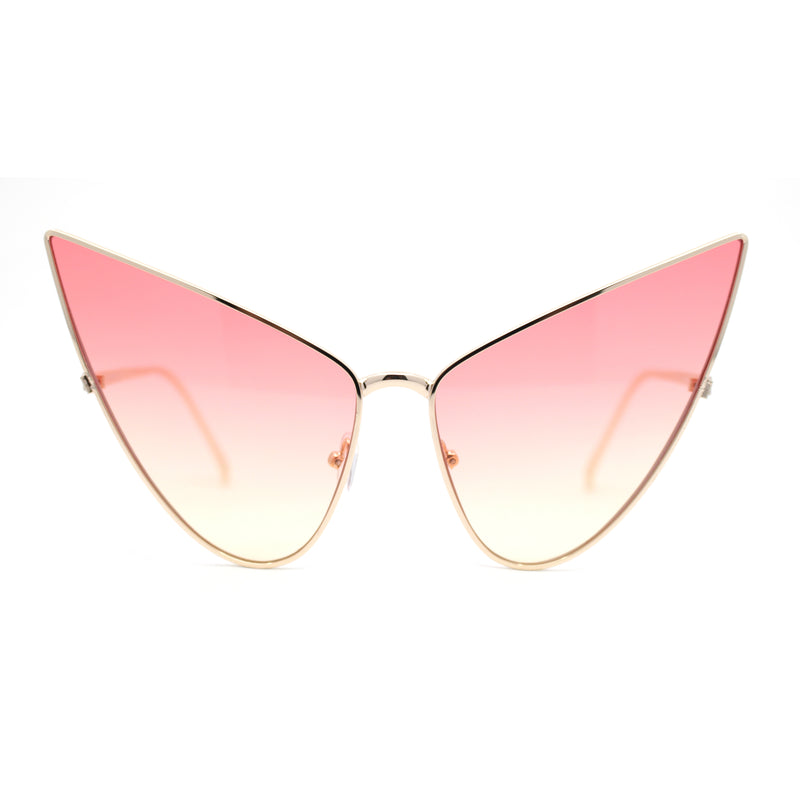 Retro Funky Bohemian Elongated Metal Rim Cat Eye Sunglasses