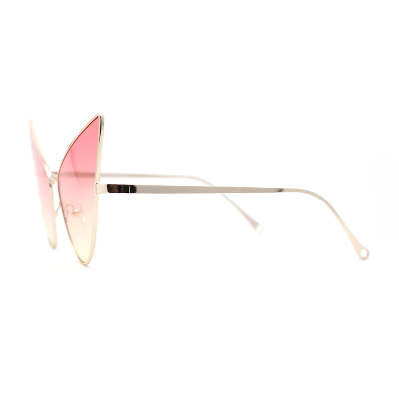 Retro Funky Bohemian Elongated Metal Rim Cat Eye Sunglasses