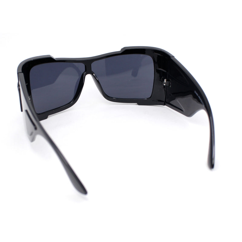 XXL Curved Wrap Around Rectangular Thick Arm Sport Plastic Sunglasses