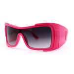 XXL Curved Wrap Around Rectangular Thick Arm Sport Plastic Sunglasses