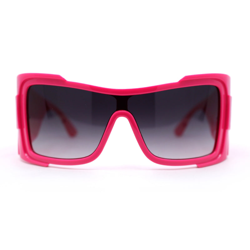 XXL Curved Wrap Around Rectangular Thick Arm Sport Plastic Sunglasses