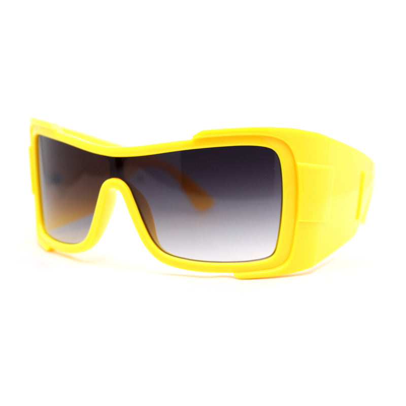 XXL Curved Wrap Around Rectangular Thick Arm Sport Plastic Sunglasses