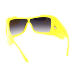 XXL Curved Wrap Around Rectangular Thick Arm Sport Plastic Sunglasses