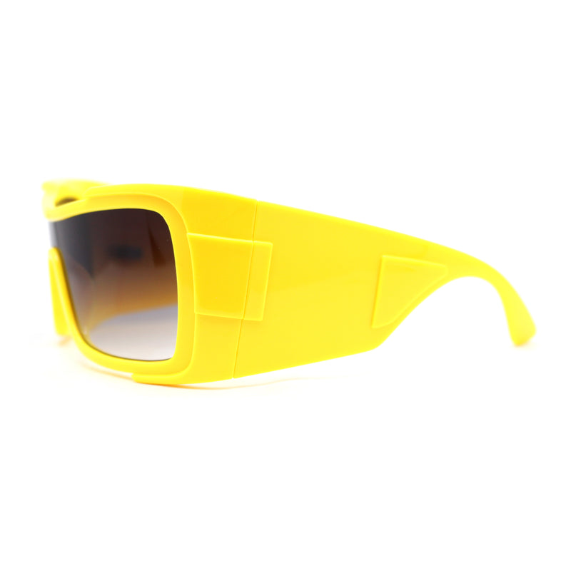 XXL Curved Wrap Around Rectangular Thick Arm Sport Plastic Sunglasses