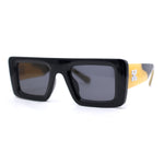 Womens Retro Squared Rectangular Mod Thick Plastic Sunglasses