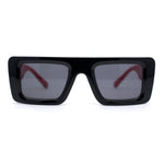 Womens Retro Squared Rectangular Mod Thick Plastic Sunglasses