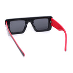 Womens Retro Squared Rectangular Mod Thick Plastic Sunglasses