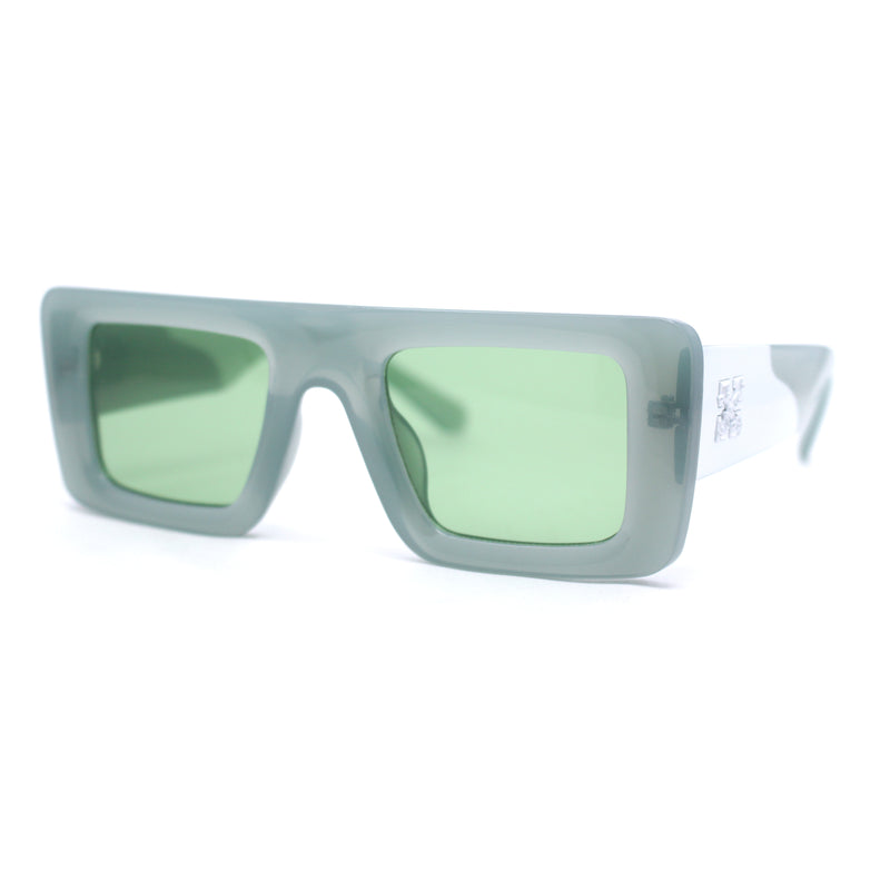 Womens Retro Squared Rectangular Mod Thick Plastic Sunglasses