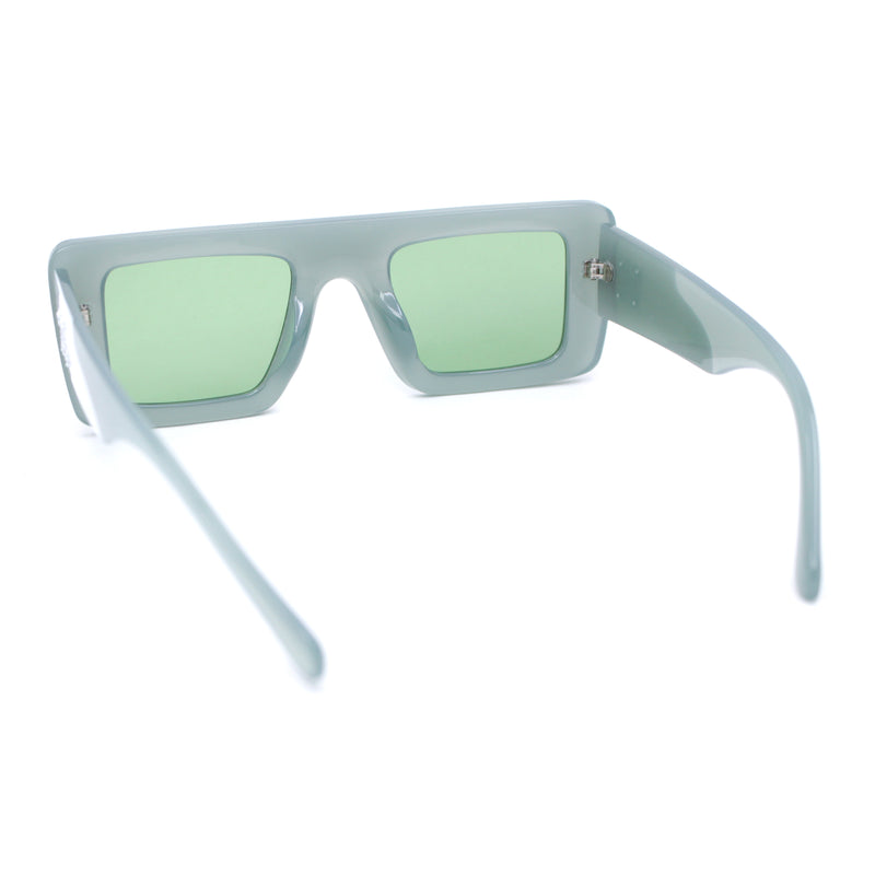 Womens Retro Squared Rectangular Mod Thick Plastic Sunglasses