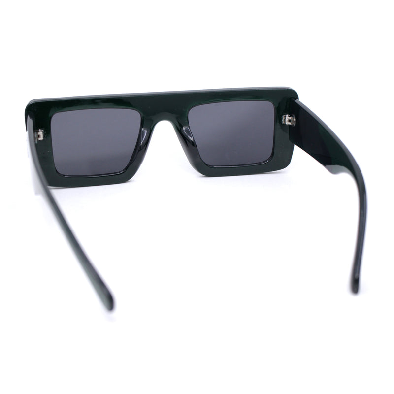 Womens Retro Squared Rectangular Mod Thick Plastic Sunglasses