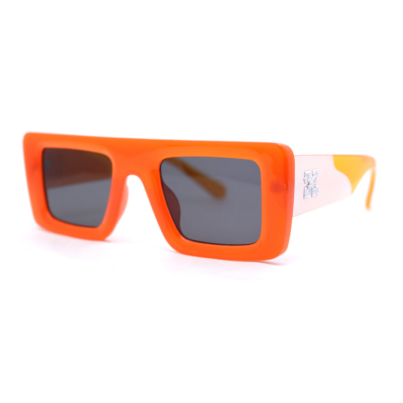 Womens Retro Squared Rectangular Mod Thick Plastic Sunglasses