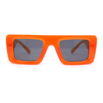 Womens Retro Squared Rectangular Mod Thick Plastic Sunglasses